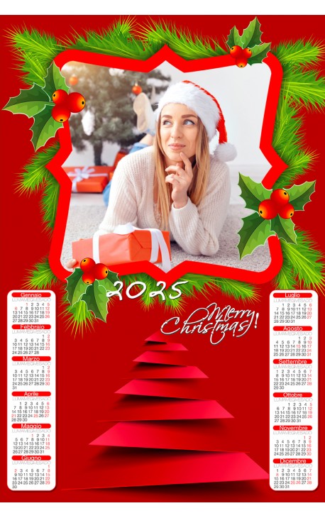 Calendario Albero di Natale Rosso