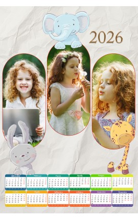 Calendario orizzontale Giraffa