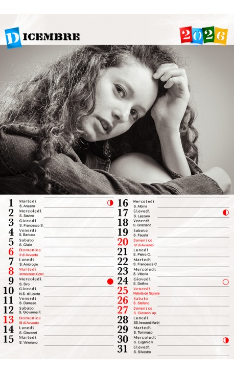 Foto calendario personalizzato con fasi lunari