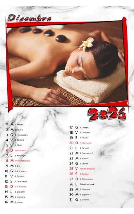 Calendario Horizontal Red Frame