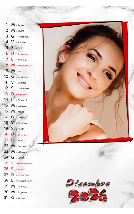 Calendario Vertical Red Frame